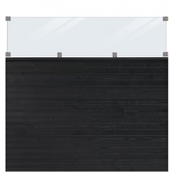 Plus Plank byg-selv plankeværk m/glas 174x163cm sortgrundet 17779-15