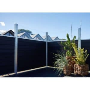 Wimex Glyngøre med glas Superb Højde 140 cm - V-profil Sort Komposit hegn